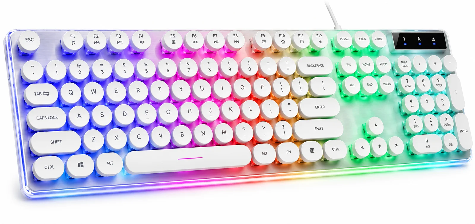 مراجعة Keyboard ZERO LED Electronics ZR-2050 White: كيبورد أبيض بإضاءة Rainbow للكتابة والجيمينج
