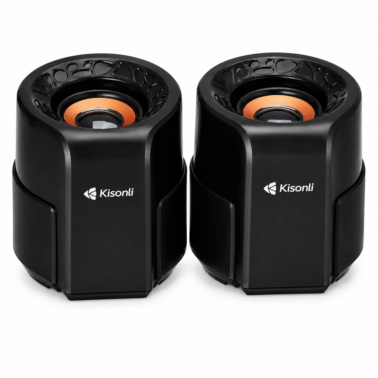 مراجعة سماعة Kisonli A-909 Wired Computer Speaker 2 Pieces Black and Gold للكمبيوتر واللابتوب
