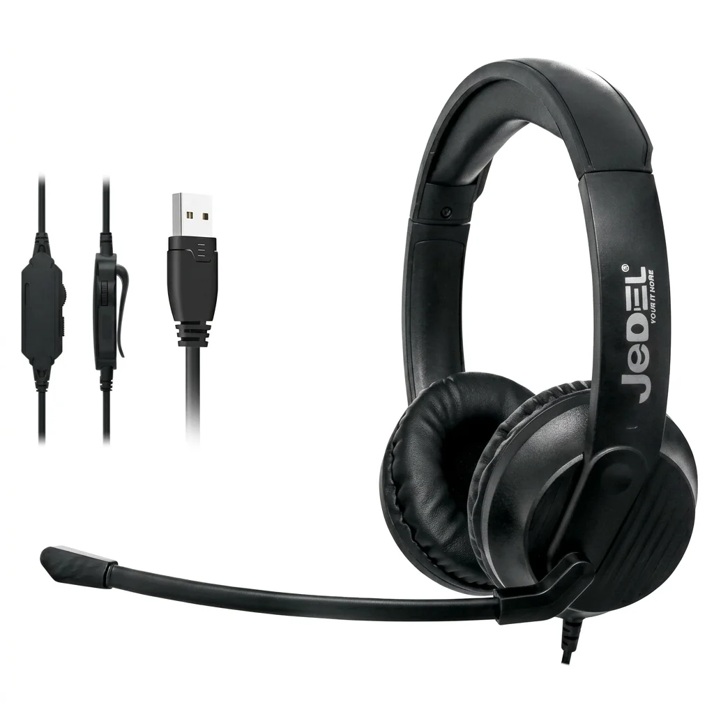 For JEDEL HS-100 USB Headset - Noise Cancelling Microphone - In-Line Volume Control - Mic On/off Switch