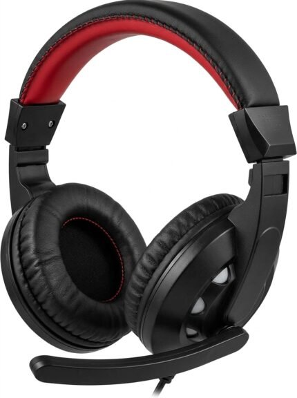 A65 Stereo Gaming Headphone With Lights And Noice Cancelling 40MM - Black Red, Wired