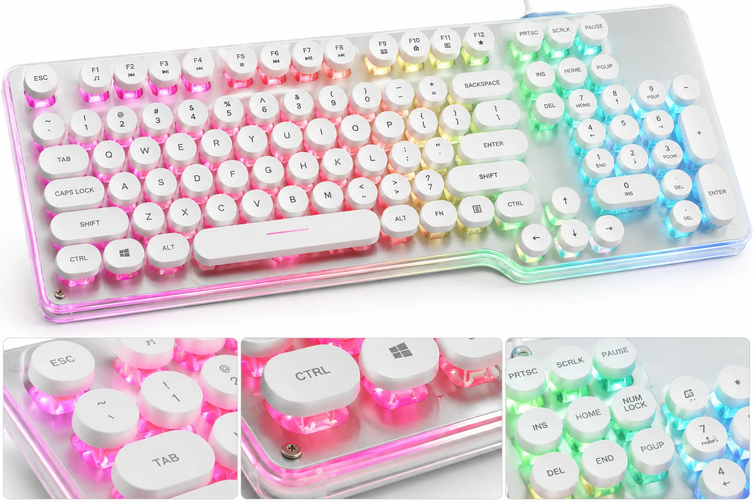 مراجعة Keyboard ZERO LED Electronics ZR-2050 White: كيبورد أبيض بإضاءة Rainbow للكتابة والجيمينج
