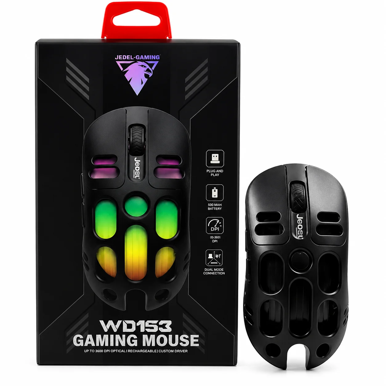 العنوان المناسب للمقال:
مراجعة JeDEL WD153 Wireless Mouse: ماوس جيمينج وايرلس قابل للشحن بإضاءة LED و6 أزرار