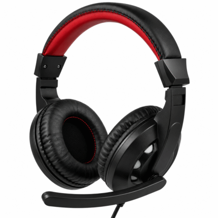 A65 Stereo Gaming Headphone With Lights And Noice Cancelling 40MM - Black Red, Wired