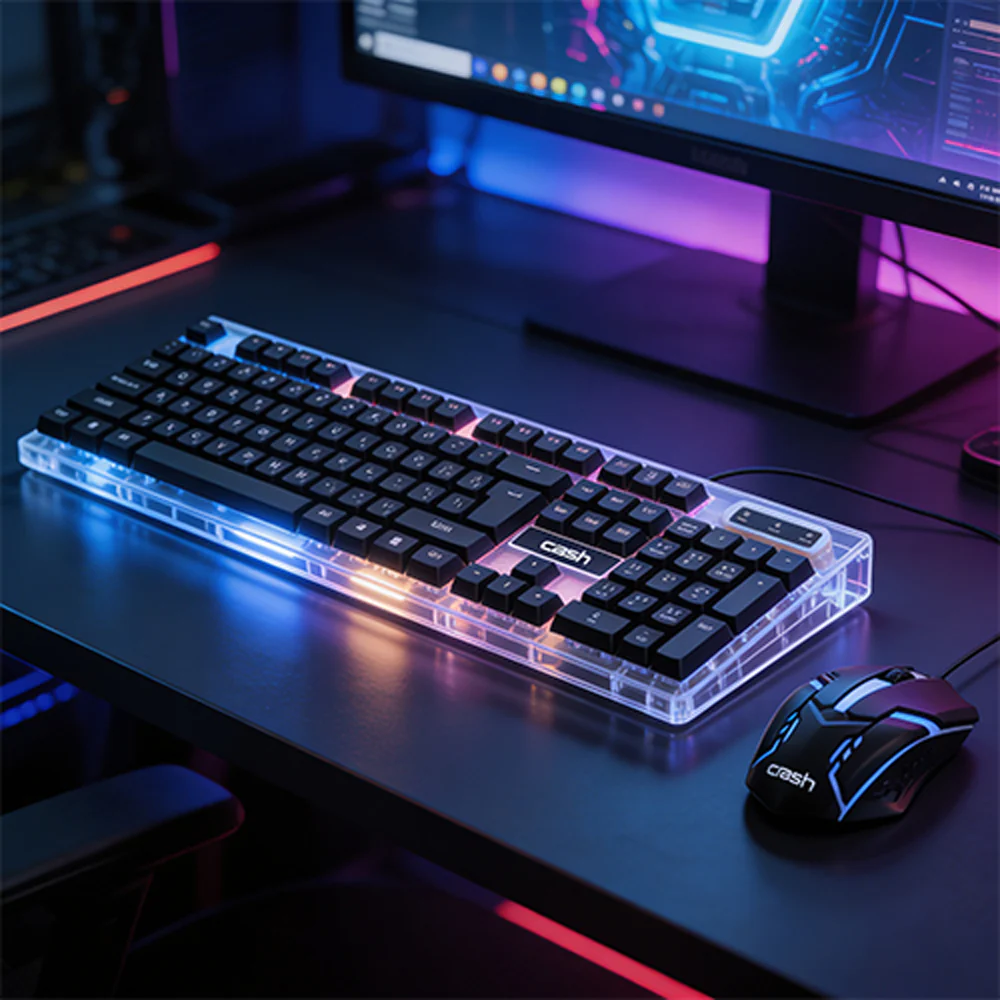 Crash X90 Wired Rainbow Gaming Keyboard + Mouse Combo: طقم كيبورد وماوس اقتصادي بإضاءة Rainbow