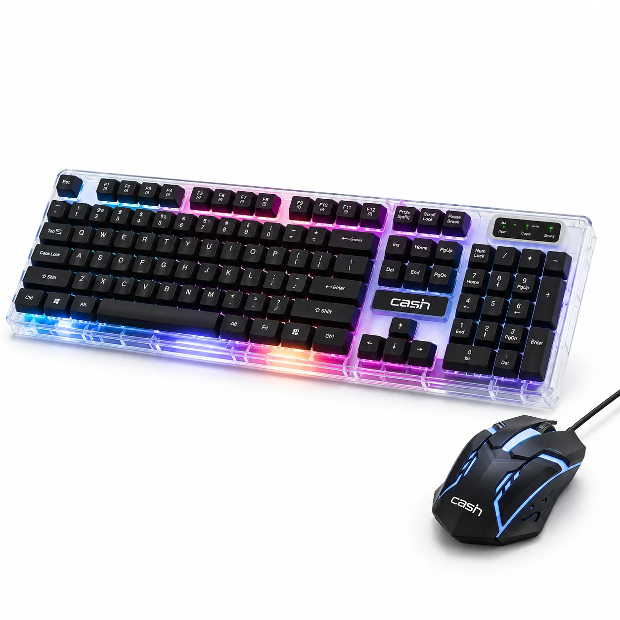 Crash X90 Wired Rainbow Gaming Keyboard + Mouse Combo: طقم كيبورد وماوس اقتصادي بإضاءة Rainbow
