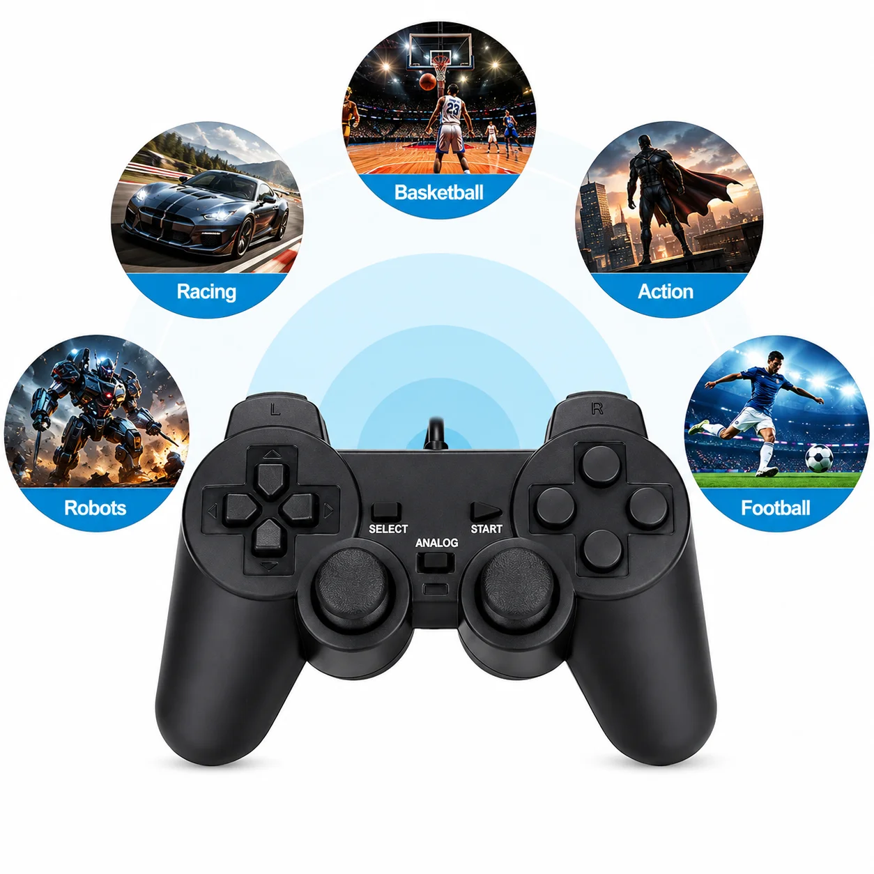 مراجعة Pair GamePad Dual Analogue Gaming Joystick Controller: ذراعين ألعاب للكمبيوتر واللابتوب بسعر اقتصادي