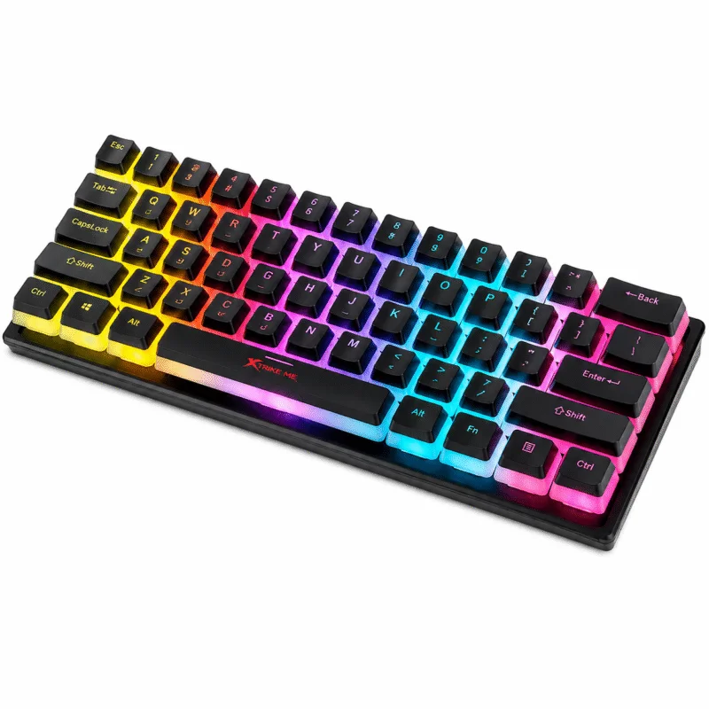 كيبورد xtrike me GK-985P للألعاب: ميكانيكال صغير الحجم بإضاءة Rainbow وسويتشات Blue 