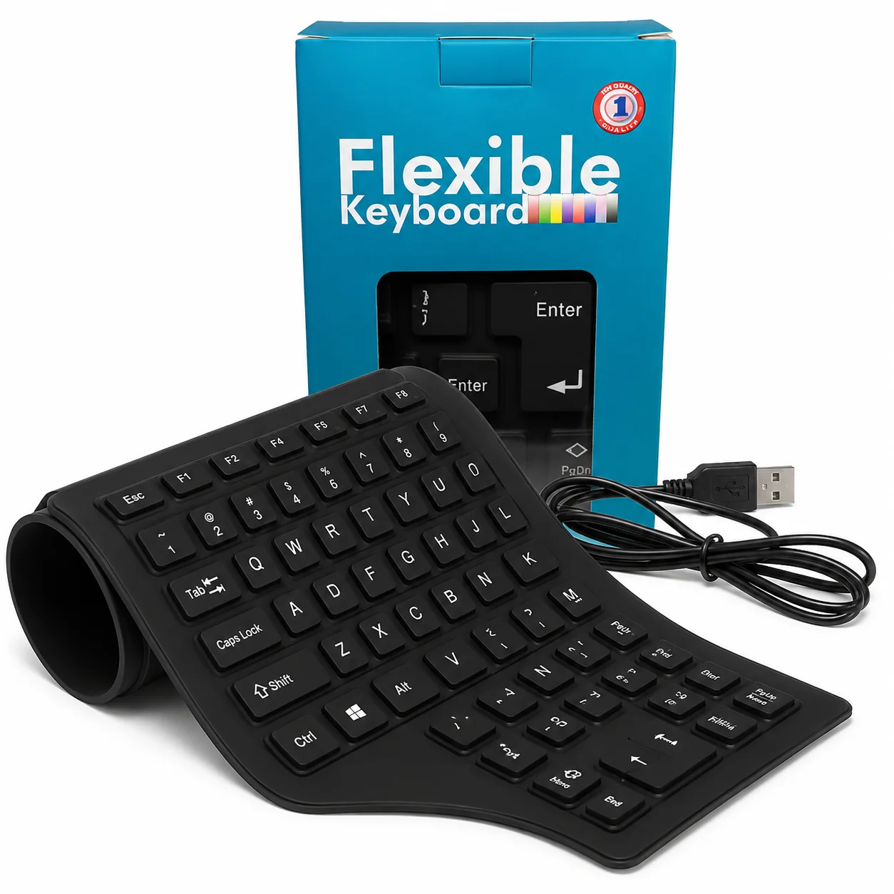Flexible USB Waterproof Keyboard: كيبورد سيليكون مرن قابل للطي ومقاوم للمياه بسعر اقتصادي