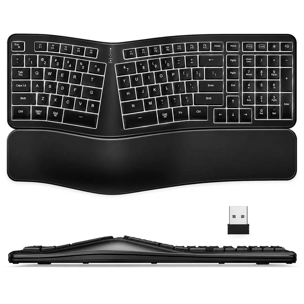 Backlit Wireless Ergonomic Keyboard: كيبورد لاسلكي مريح بإضاءة خلفية للشغل والاستخدام اليومي