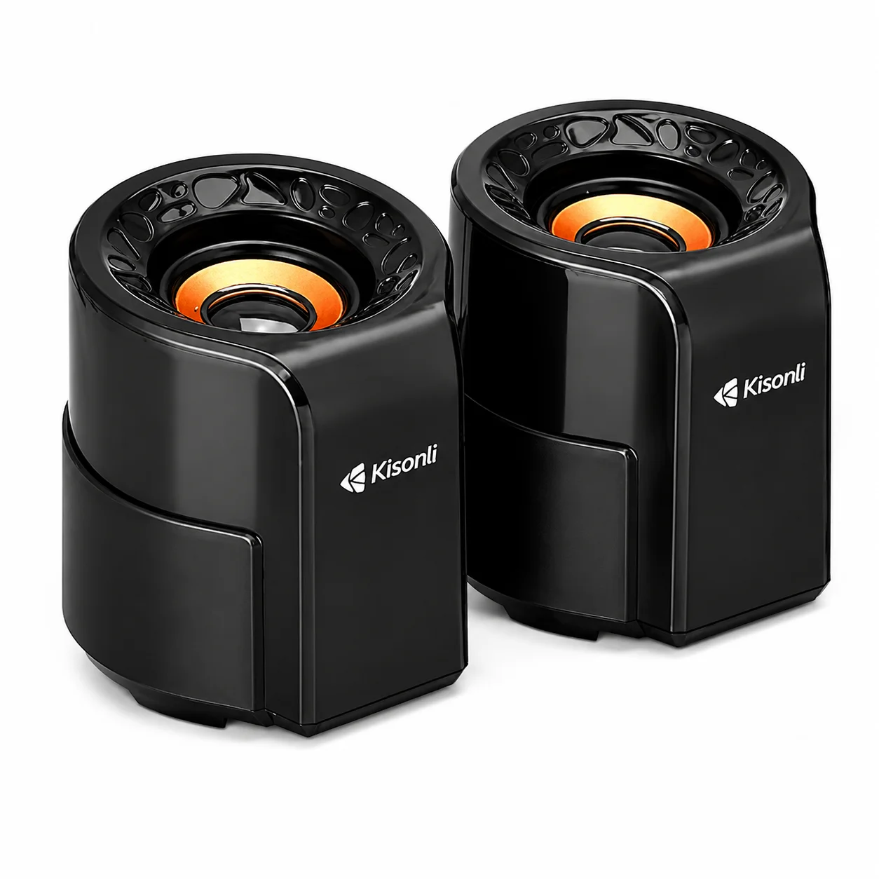 مراجعة سماعة Kisonli A-909 Wired Computer Speaker 2 Pieces Black and Gold للكمبيوتر واللابتوب
