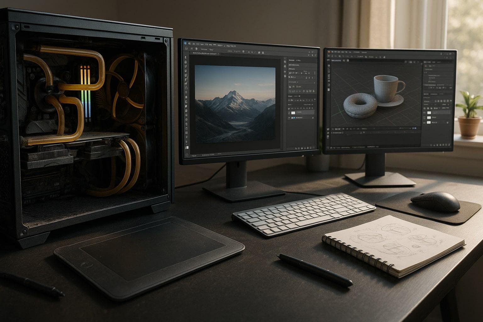 كمبيوتر لتشغيل فوتوشوب وIllustrator 2026 | أفضل تجميعة كمبيوتر لطلاب الفنون الجميلة