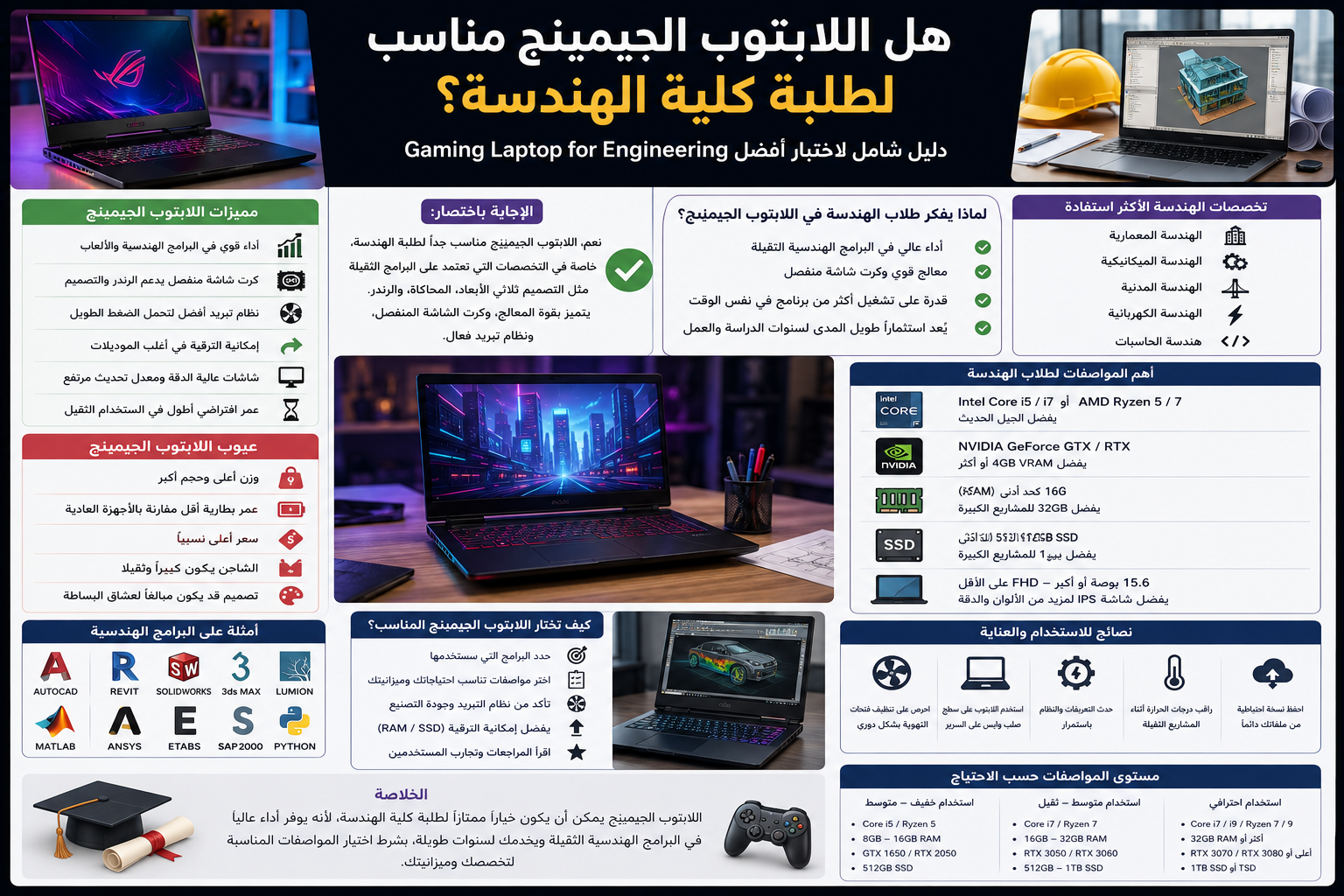 **Gaming Laptop for Engineering 2026 هل اللابتوب الجيمينج مناسب لطلبة كلية الهندسة؟ دليل شامل لاختيار أفضل **