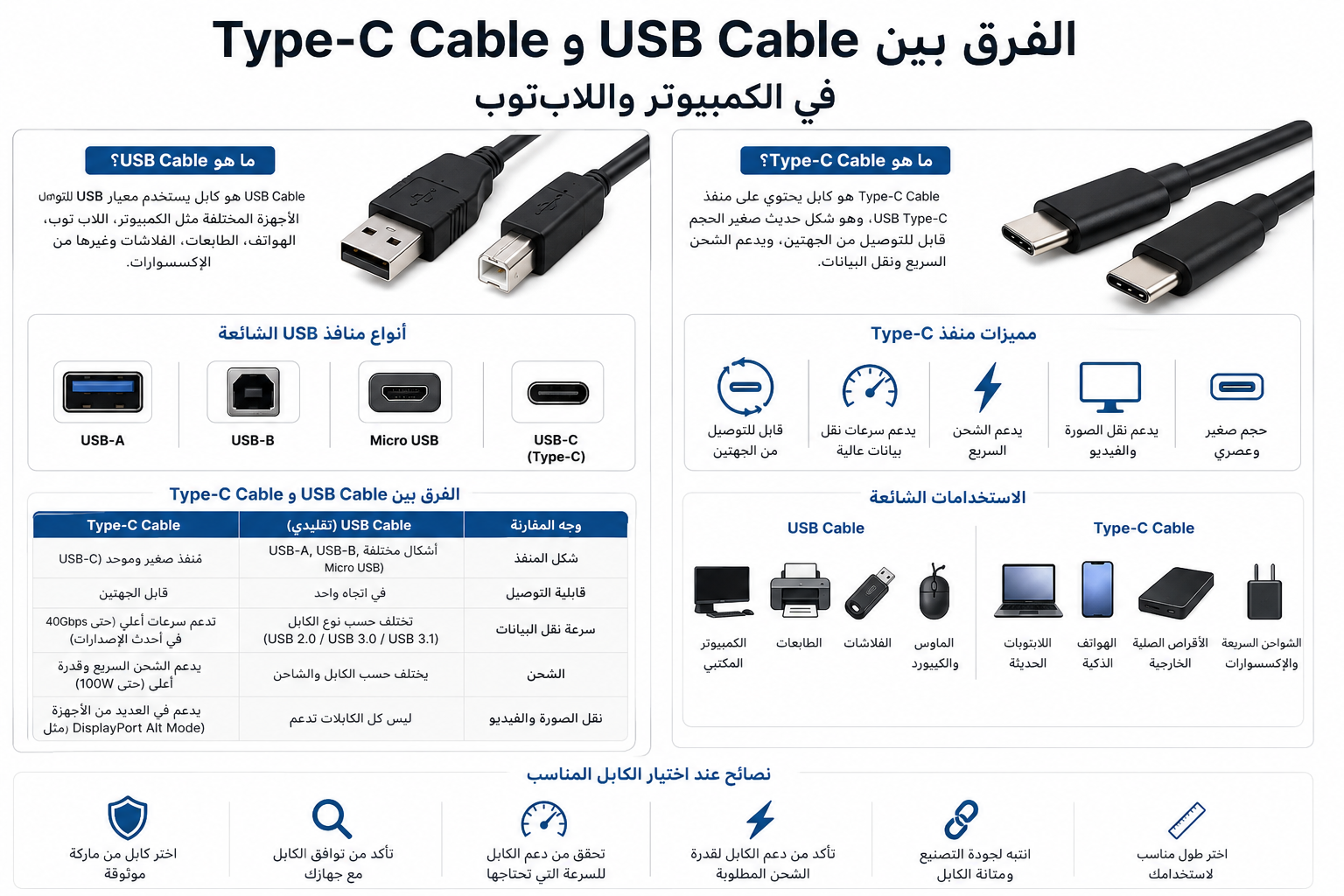 ** 2026 USB Cable vs Type-C: الفرق بين كابلات USB وType-C للكمبيوتر واللابتوب**